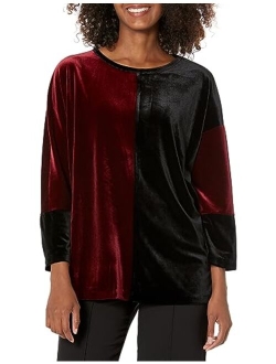 Women's Stretch Velour Color Block Tunic Top