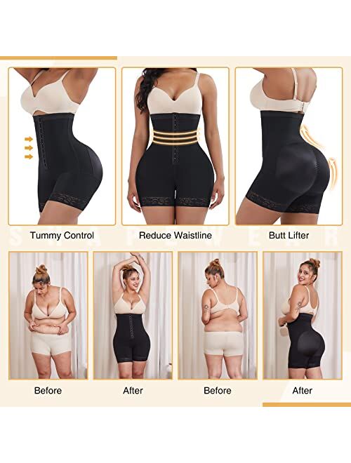 FeelinGirl Fajas Colombianas High Waist Body Shaper Butt Lifter Shorts Shapewear Tummy Control Shapewear for Women