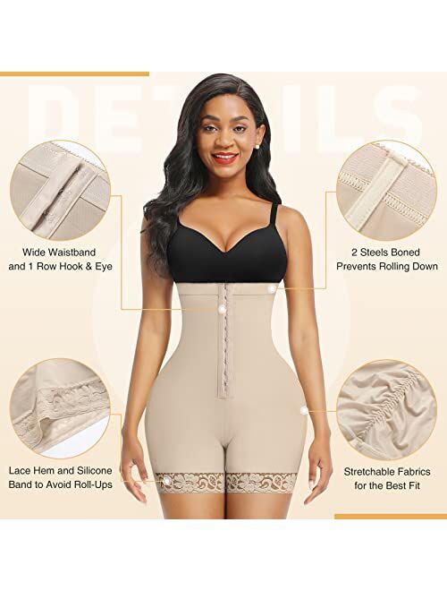 FeelinGirl Fajas Colombianas High Waist Body Shaper Butt Lifter Shorts Shapewear Tummy Control Shapewear for Women