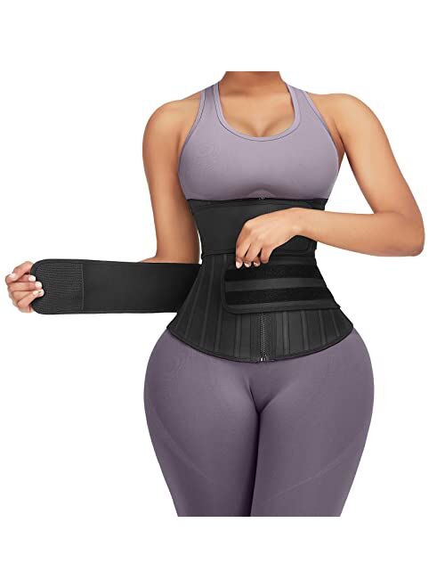 FeelinGirl Latex Waist Trainer for Women Tummy Control Shapewear Waist Cincher Hourglass Body Shaper Workout 25-Steel Bones