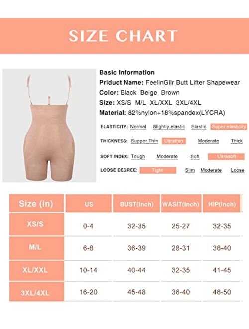 FeelinGirl Butt Lifting Shapewear Fajas Colombianas Body Shaper for Women Tummy Control High Waist Fajas