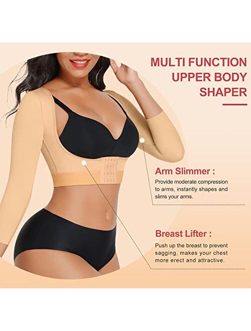 FeelinGirl Arm Shaper for Women Post Surgery Arm Compression Sleeves Lipo Garment Posture Corrector Shapewear Tops