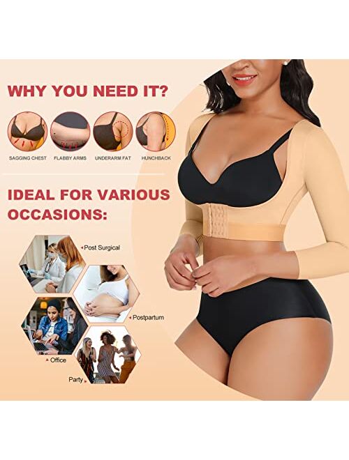 FeelinGirl Arm Shaper for Women Post Surgery Arm Compression Sleeves Lipo Garment Posture Corrector Shapewear Tops