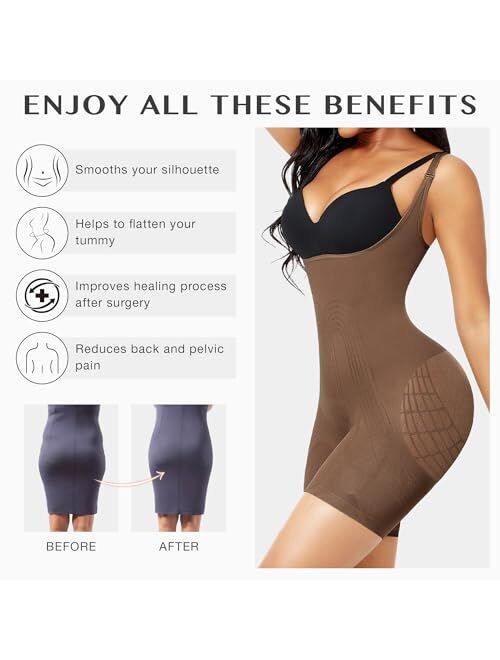 FeelinGirl Fajas Colombianas Full Body Shapewear for Women Tummy Tuck Butt Lifting Faja Post Surgery Compression Garment