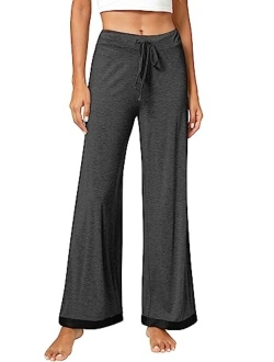 Bamboo Pajama Pants for Women Plus Size Pajamas Bottoms Wide Leg Lounge Sweatpants Soft Sleep Pant S-4X