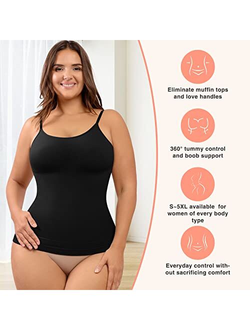 FeelinGirl Camisole for Women Tummy Control Cami Shaper Seamless Compression Tank Top Shapewear for Women