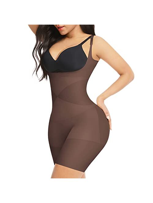 FeelinGirl Shapewear for Women Tummy Control Body Shaper Seamless Faja with Open Crotch