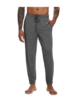 Men's Bamboo Viscose Pajama Jogger Pants Open Fly Lounge Bottoms Sleep Long Pj Joggers Sweatpant S-XXL