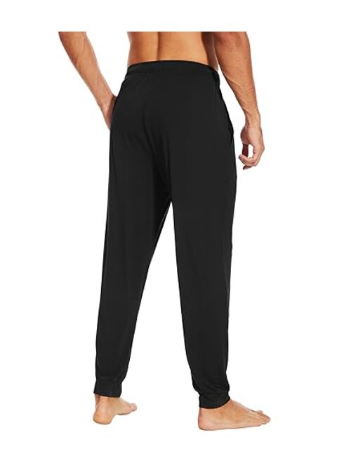 WiWi Men's Bamboo Viscose Pajama Jogger Pants Open Fly Lounge Bottoms Sleep Long Pj Joggers Sweatpant S-XXL