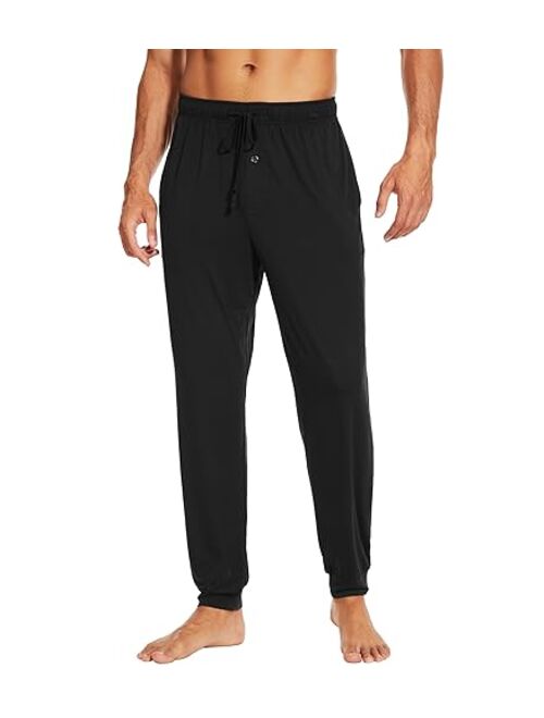 WiWi Men's Bamboo Viscose Pajama Jogger Pants Open Fly Lounge Bottoms Sleep Long Pj Joggers Sweatpant S-XXL