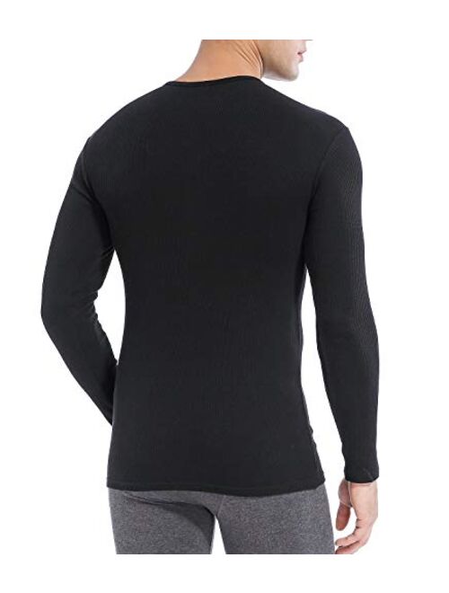 Comfneat Men's 2-Pack Thermal Long Sleeve Undershirt Waffle Knit Soft Comfy Crew Neck Underwear Top Shirts for Men