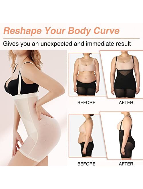 FeelinGirl Shapewear for Women Tummy Control Faja Shorts Cross Compression Body Shaper Seamless Bodysuit