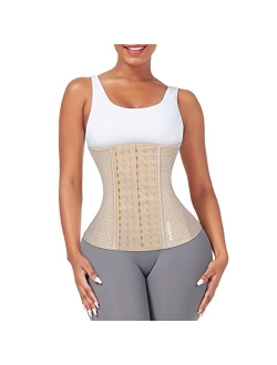 Waist Trainer for Women Short Torso 13 Steel Boned 6 Hooks Latex Waist Cincher Hourglass Body Shaper