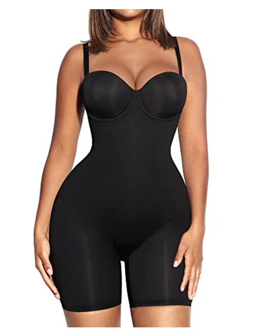 FeelinGirl Shapewear Bodysuit for Women Tummy Control Body Shaper Seamless Shapewear Cupped with Removable Straps