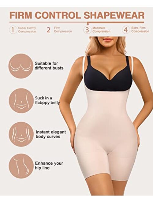 FeelinGirl Shapewear for Women Tummy Control Seamless Body Shaper Fajas Open Crotch Invisible Under Dress