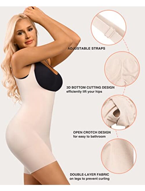 FeelinGirl Shapewear for Women Tummy Control Seamless Body Shaper Fajas Open Crotch Invisible Under Dress