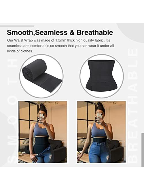 FeelinGirl Waist Trainer Wrap for Women Tummy Control Waist Shaper with Loop