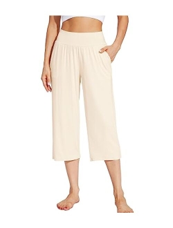 Bamboo Viscose Capri Pants for Women Soft Pajama Bottoms Wide Waist Capris Lounge Sweatpants Casual Bottom S-XXL