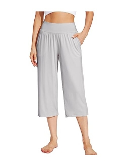 Bamboo Viscose Capri Pants for Women Soft Pajama Bottoms Wide Waist Capris Lounge Sweatpants Casual Bottom S-XXL