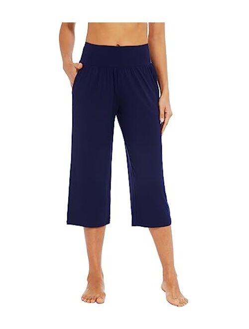 WiWi Bamboo Viscose Capri Pants for Women Soft Pajama Bottoms Wide Waist Capris Lounge Sweatpants Casual Bottom S-XXL