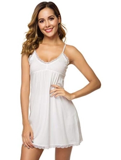 Bamboo Viscose Nightgowns for Women Comfy Full Slips Nightdress Plus Size Lightweight Spaghetti Strap Camisole S-4X