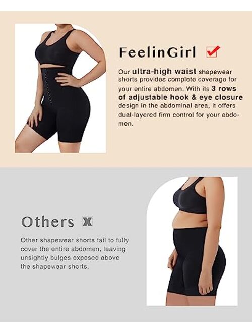 FeelinGirl Shapewear for Women Tummy Control High Waisted Body Shaper Shorts Waist Trainer Shorts Butt Lifting