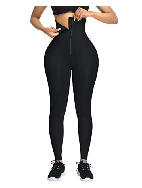 FeelinGirl High Waist Tummy Control Leggings for Women Waist Trainer Corset Compression Yoga Pants with Pockets