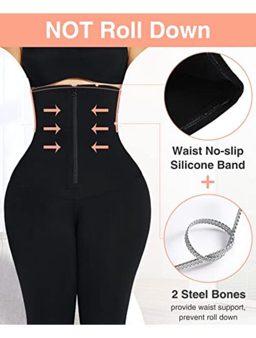 FeelinGirl High Waist Tummy Control Leggings for Women Waist Trainer Corset Compression Yoga Pants with Pockets