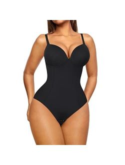 Shapewear Bodysuit for Women Body Shaper Backless Strapless Built-in Bra Plus Size Tummy Control Bodysuit