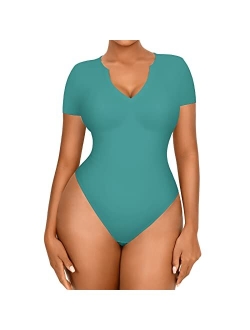 Square Neck Bodysuit for Women Long Sleeve/Sleeveless Tummy Control Slimming Bodysuit Going Out Tank Tops