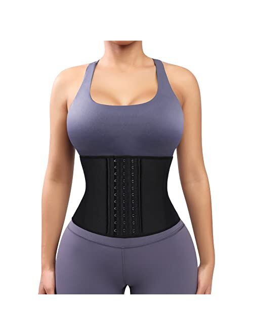 FeelinGirl Women Short Torso Latex Waist Trainer Corset Waist Trainer