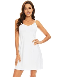 Slip Dress for Women Bamboo Viscose Sleeveless Nightgowns Sexy Nightgown Spaghetti Full Slips Chemise S-XXL