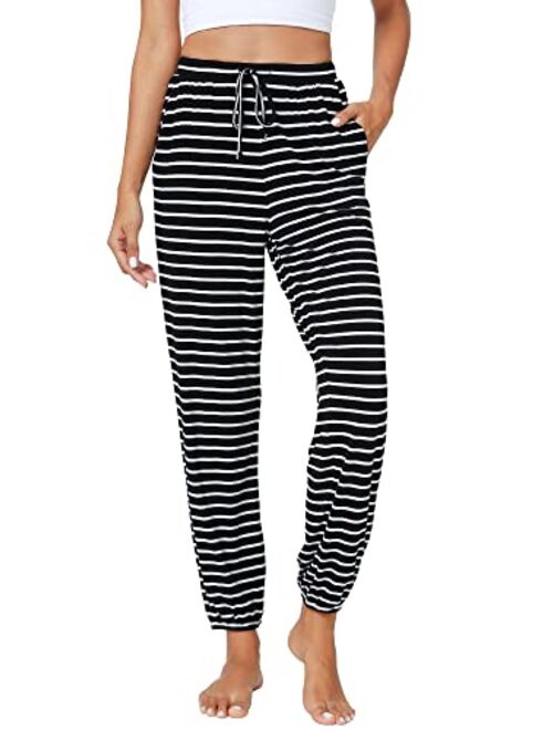 WiWi Bamboo Viscose Pajama Pants for Women Plus Size Lounge Bottoms Lightweight Yoga Jogger Sweatpants with Pocket S-4X