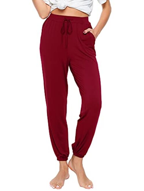 WiWi Bamboo Viscose Pajama Pants for Women Plus Size Lounge Bottoms Lightweight Yoga Jogger Sweatpants with Pocket S-4X