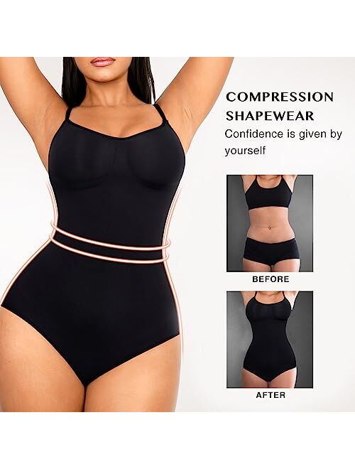 FeelinGirl Shapewear Bodysuit Tummy Control Shapewear for Women Seamless Sculpting Body Shaper