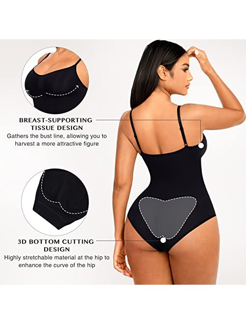 FeelinGirl Shapewear Bodysuit Tummy Control Shapewear for Women Seamless Sculpting Body Shaper