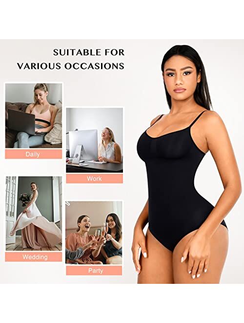 FeelinGirl Shapewear Bodysuit Tummy Control Shapewear for Women Seamless Sculpting Body Shaper