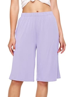 Bamboo Viscose Sleep Shorts for Women Soft Lounge Bottoms with Pockets Plus Size Lightweight Pajama Short Pants S-3X