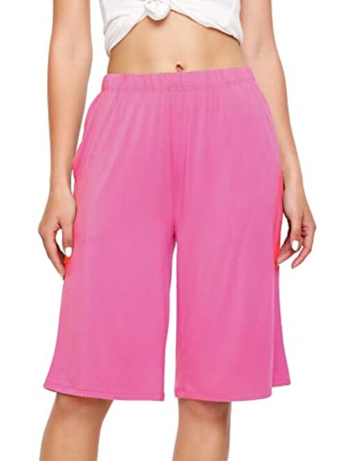 WiWi Bamboo Viscose Sleep Shorts for Women Soft Lounge Bottoms with Pockets Plus Size Lightweight Pajama Short Pants S-3X