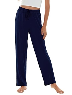 Bamboo Viscose Pajama Pants for Women Soft Sweatpants Casual Wide Leg Bottoms Drawstring Sleep Pant S-XXL