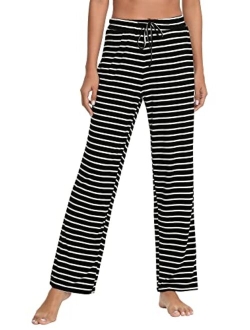 Bamboo Viscose Pajama Pants for Women Soft Sweatpants Casual Wide Leg Bottoms Drawstring Sleep Pant S-XXL