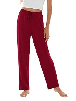 Bamboo Viscose Pajama Pants for Women Soft Sweatpants Casual Wide Leg Bottoms Drawstring Sleep Pant S-XXL