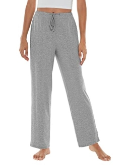 Bamboo Viscose Pajama Pants for Women Soft Sweatpants Casual Wide Leg Bottoms Drawstring Sleep Pant S-XXL