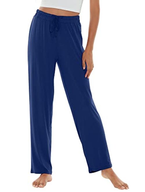 WiWi Bamboo Viscose Pajama Pants for Women Soft Sweatpants Casual Wide Leg Bottoms Drawstring Sleep Pant S-XXL