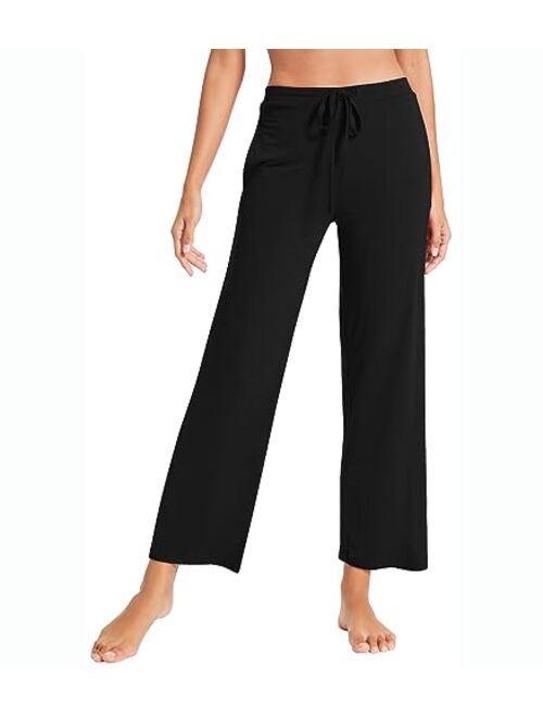 WiWi Bamboo Viscose Pajama Pants for Women Casual Sweatpants Soft Stretchy Bottoms Lightweight Drawstring Sleep Pant S-XXL