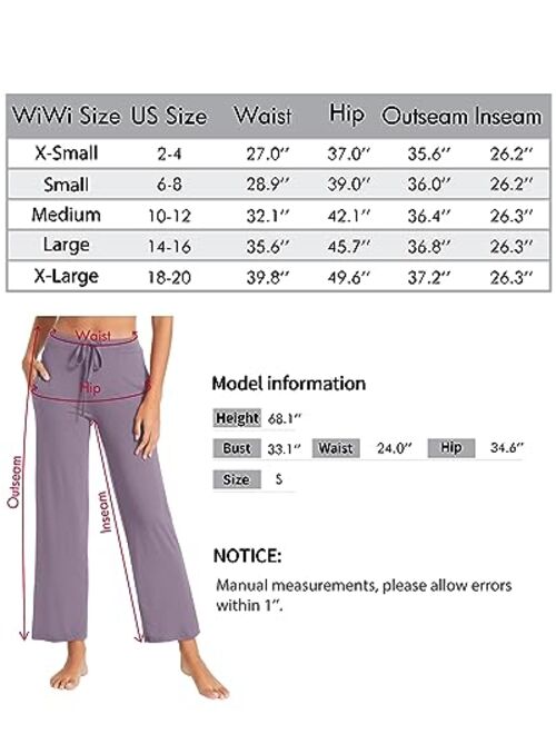 WiWi Bamboo Viscose Pajama Pants for Women Casual Sweatpants Soft Stretchy Bottoms Lightweight Drawstring Sleep Pant S-XXL