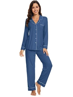 Bamboo Viscose Pajamas Set for Women Soft Comfy Button Down Sleepwear Plus Size Pj Lounge Sets Loungewear S-3X