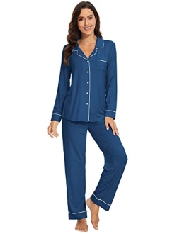 Bamboo Viscose Pajamas Set for Women Soft Comfy Button Down Sleepwear Plus Size Pj Lounge Sets Loungewear S-3X