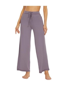 Bamboo Viscose Pants for Women Wide Leg Long Bottoms Casual Loose Sweatpants High Waist Lounge Pajamas S-XXL