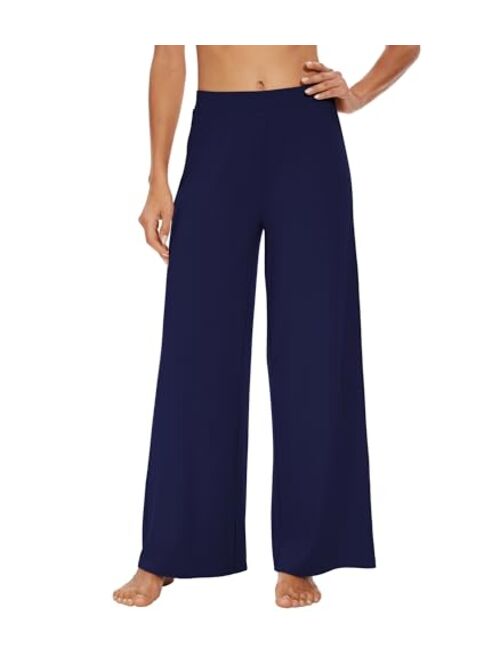 WiWi Women's Casual Loose Wide Leg Palazzo Pants Bamboo Viscose Yoga Sweatpants Comfy Lounge Pajama Bottoms S-XXL